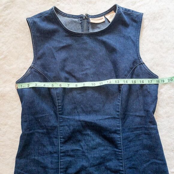 Vintage 90’s Expressions blue denim sleeveless dress with zipper closure size 10 - Picture 5 of 8